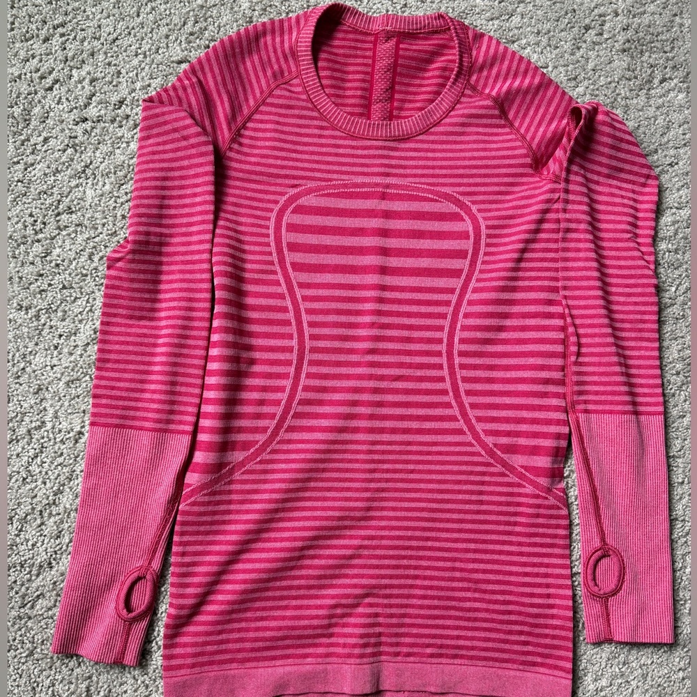 Pink/red Lululemon Striped Long Sleeve top
